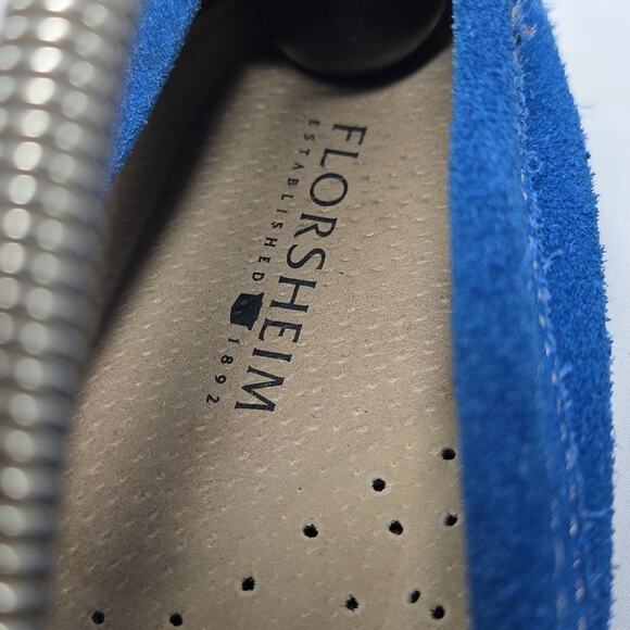 Florsheim Vintage Electric Blue Suede driving Elegant Loafers Mens 8.5 In Guc - Picture 4 of 16